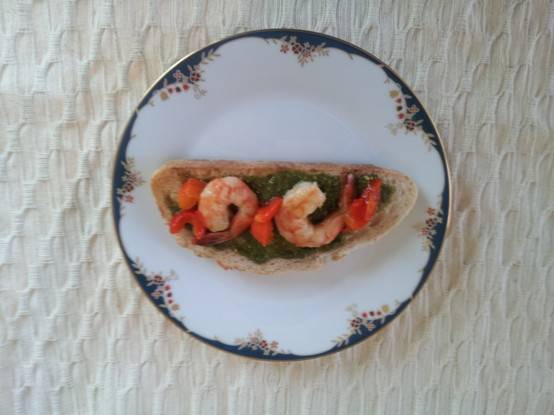 Shrimp pesto sandwich