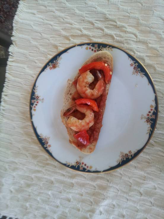 Shrimp tomato pesto sandwich