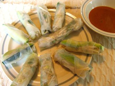 Vietnamese avocado cucumber spring rolls 