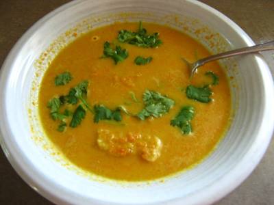 Carrot soup with coconut milk
