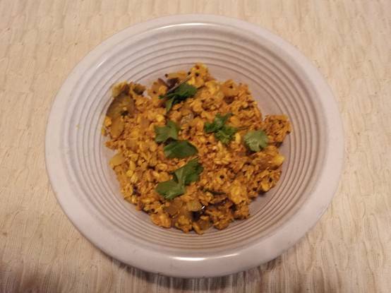 Oats Upma with eggplant